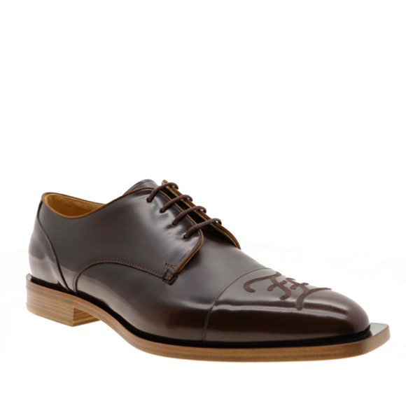 Fendi Oxford Lace-Up Shoes Karligraphy Brown Leather Size 12 New main image 5